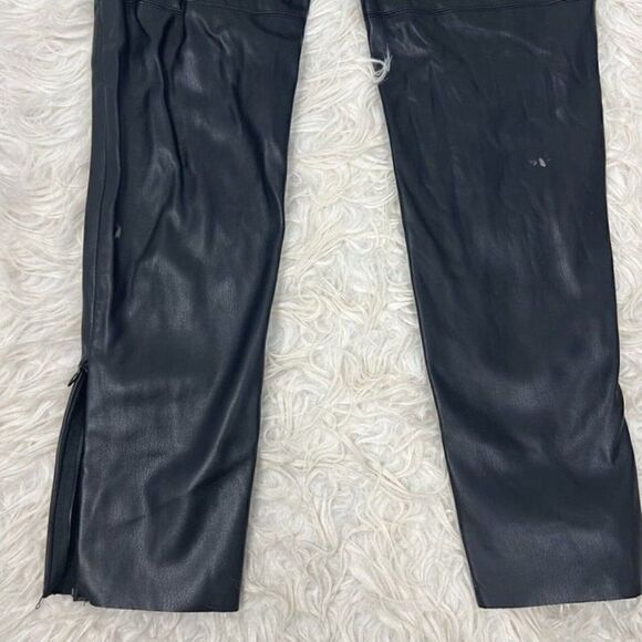 Zara Women’s Black Faux Leather Skinny Pants Casual Size Medium Stretch Mid Rise - Picture 3 of 11